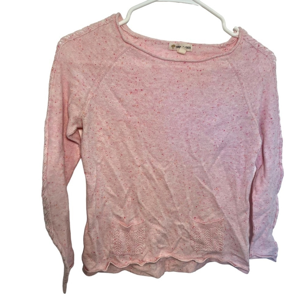 Tucker & Tate Girls Size Large 14 Crewneck Sweater Light Pink Speckled Pockets